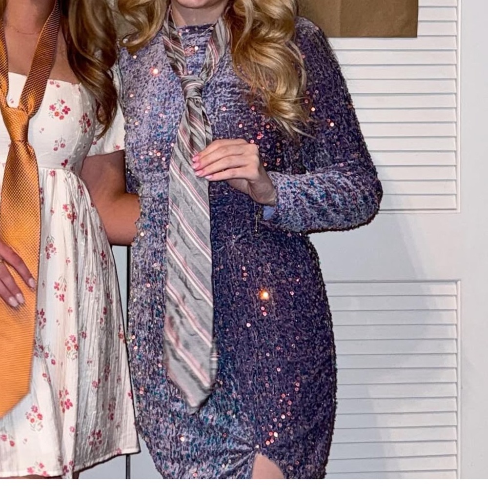 Floral Dress and Sequin Dress with Ties